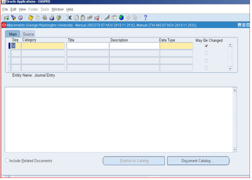 "Attachments" screen