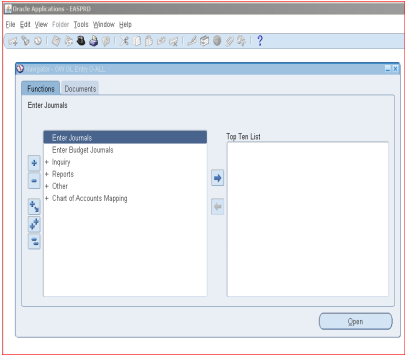 Enter journals screen