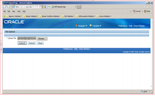Attachment submission screen
