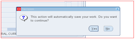 Saving completed entry pop-up box