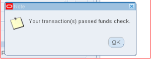 Passed funds check confirmation