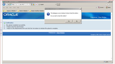 Confirmation to close window