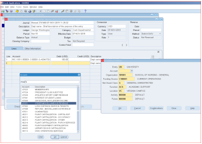 Account number selection screen
